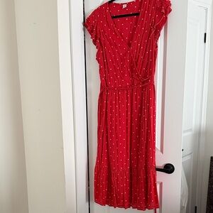 Red Polka Dot Wrap Dress